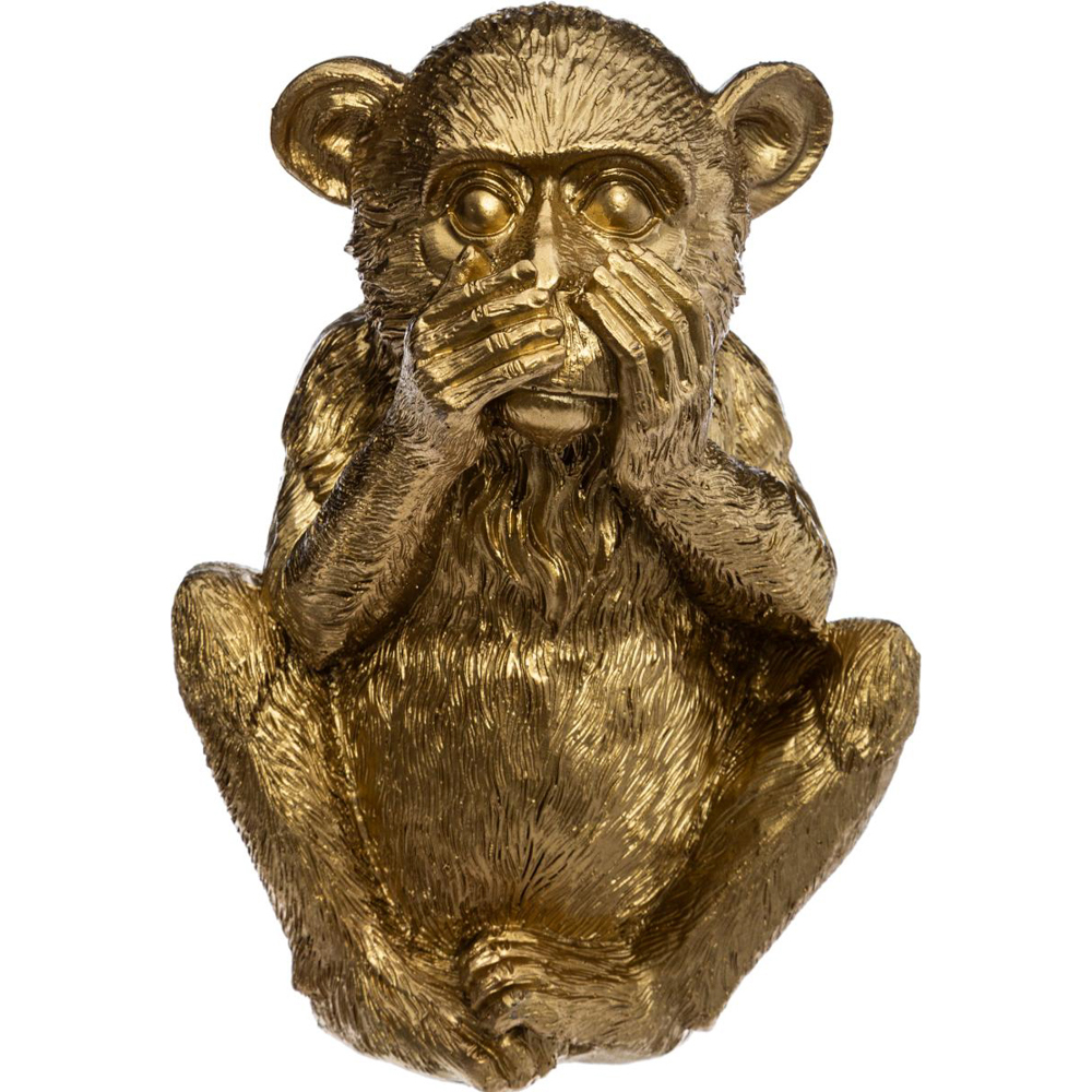 Estatueta macaco s&aacute;bio mudo dourada