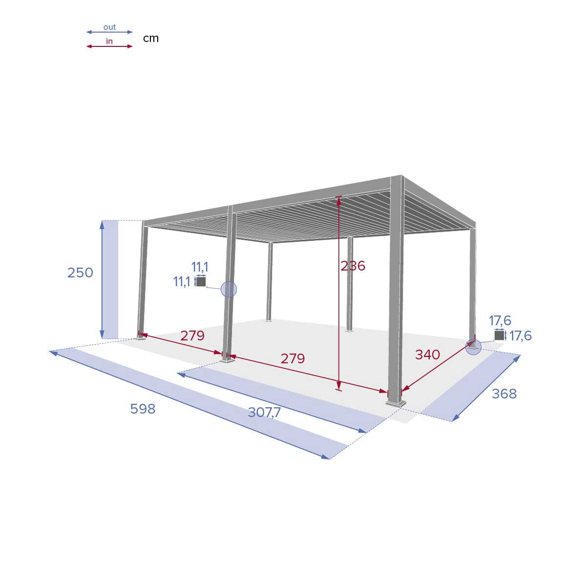 P&eacute;rgola &Eacute;VORA cinza graphite 3,6x6m