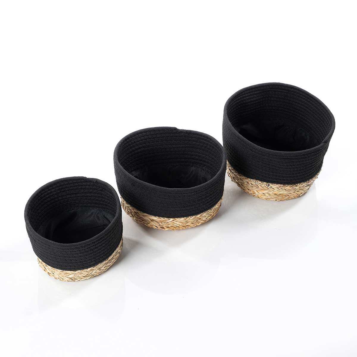 Cesto wc preto e natural 25x32cm