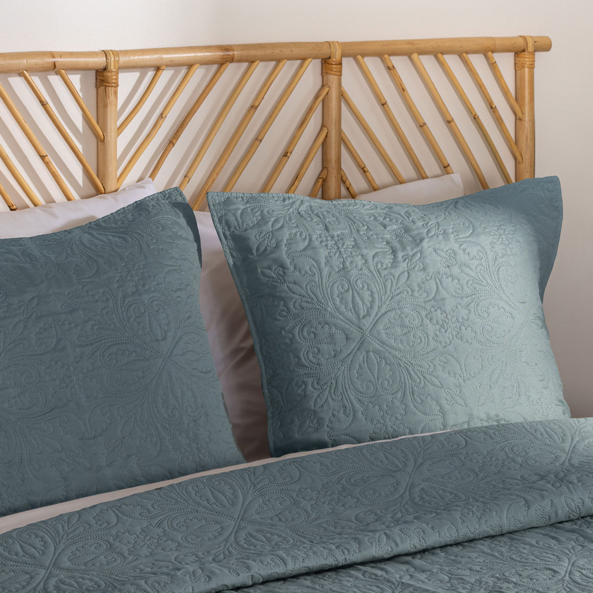 Colcha e 2 capas de almofada ARABESQUE azul 240x260cm