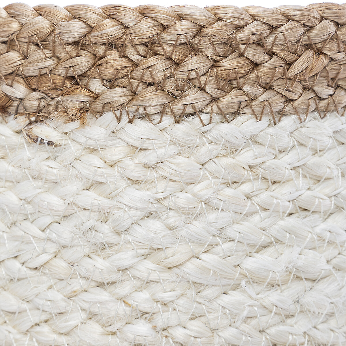 Cesto branco e bege de juta 12x15cm