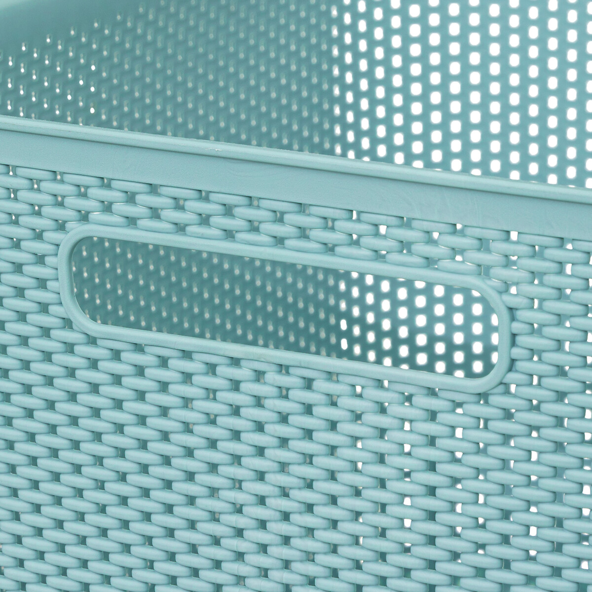 Cesto de arruma&ccedil;&atilde;o crochet azul 19l