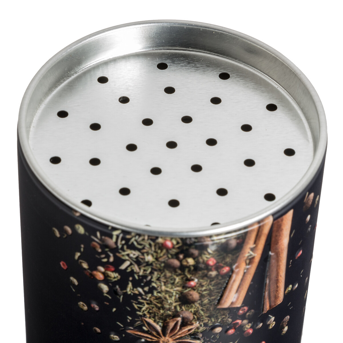 Lata para especiarias em metal decorada