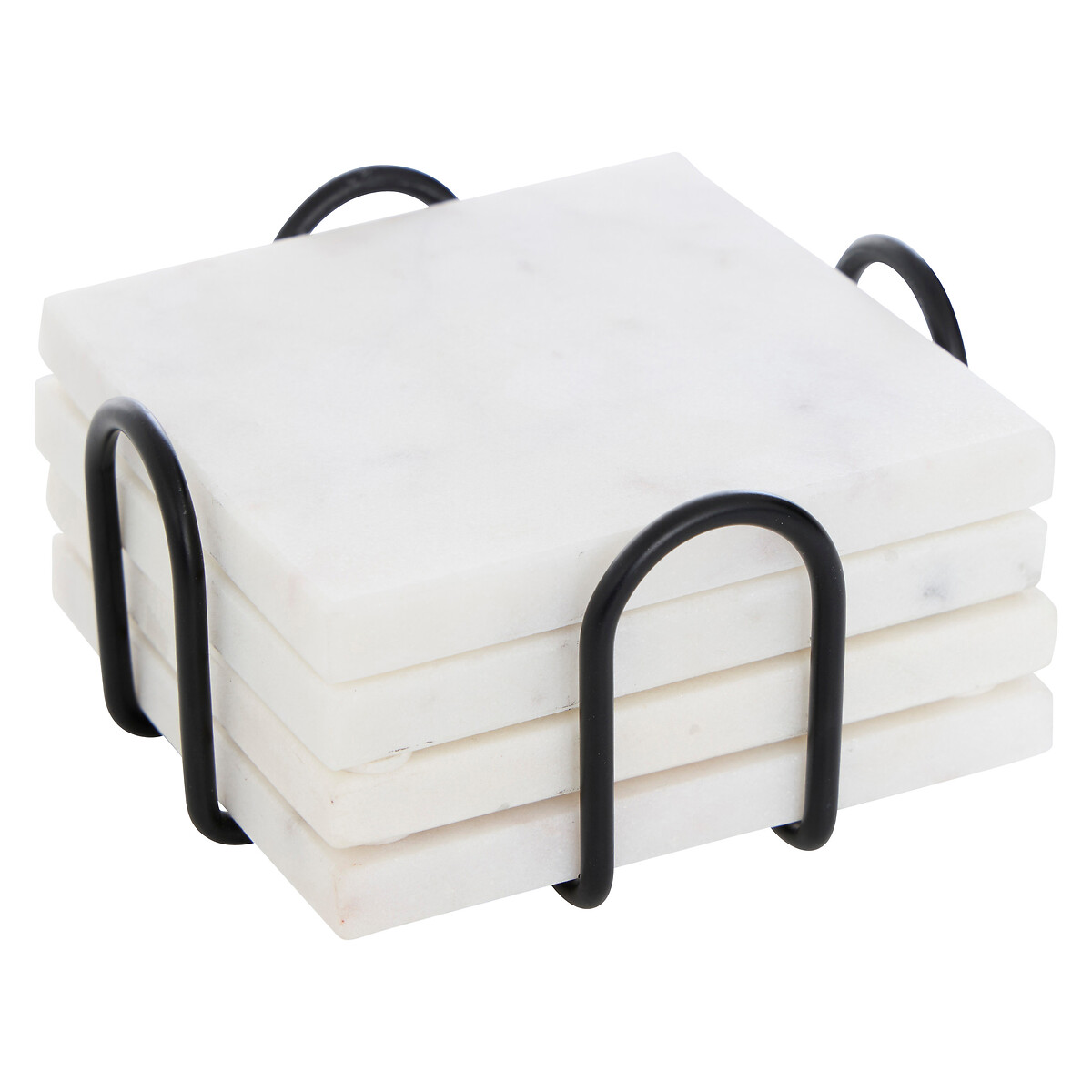 Conjunto 4 bases para copos branco em m&aacute;rmore 10cm