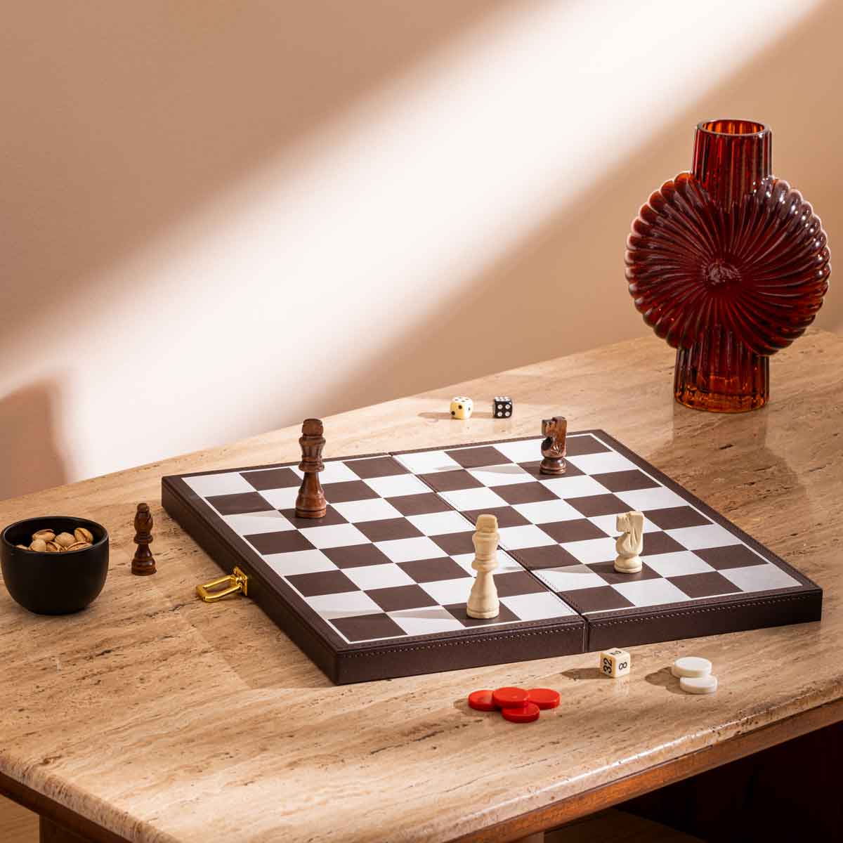 Jogo gam&atilde;o e xadrez JULE castanho