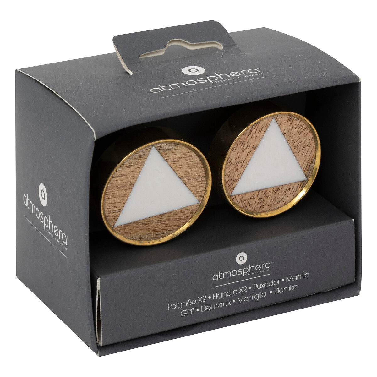 Conjunto de 2 puxadores ISLA decorados em madeira