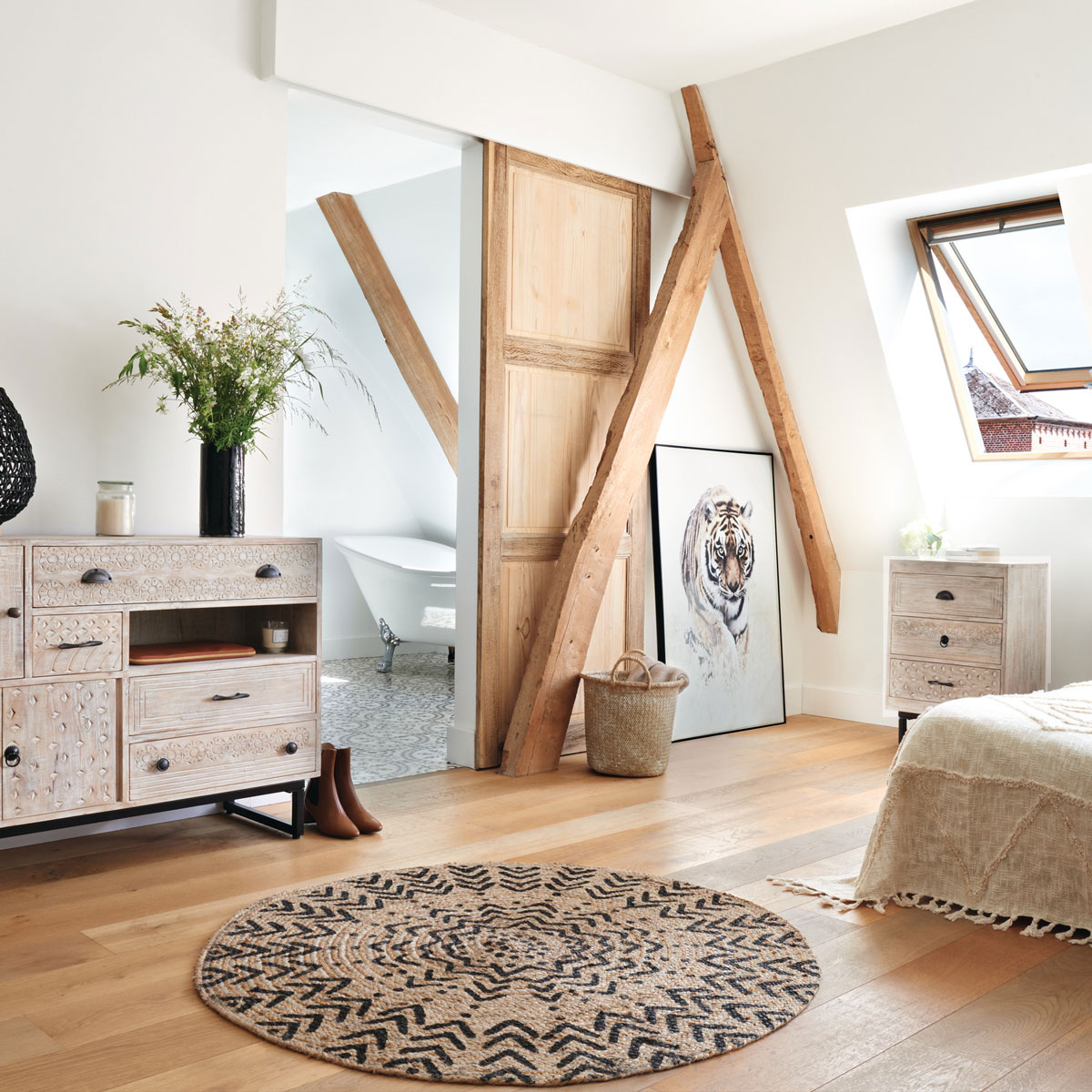 Aparador AJAY bege em madeira mango