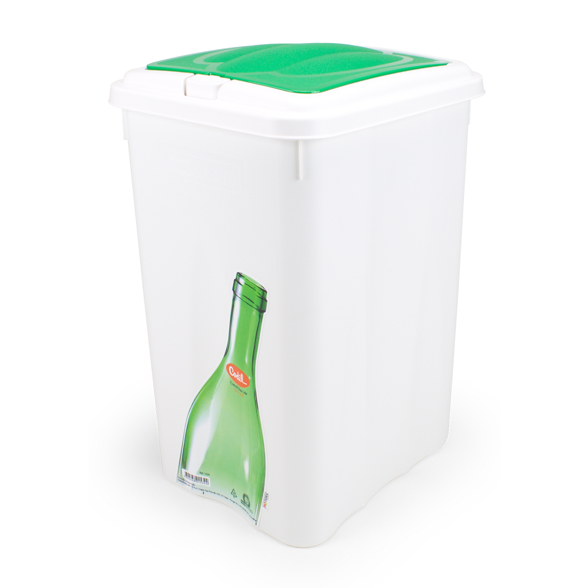 Ecoponto 21l plástico com tampa verde