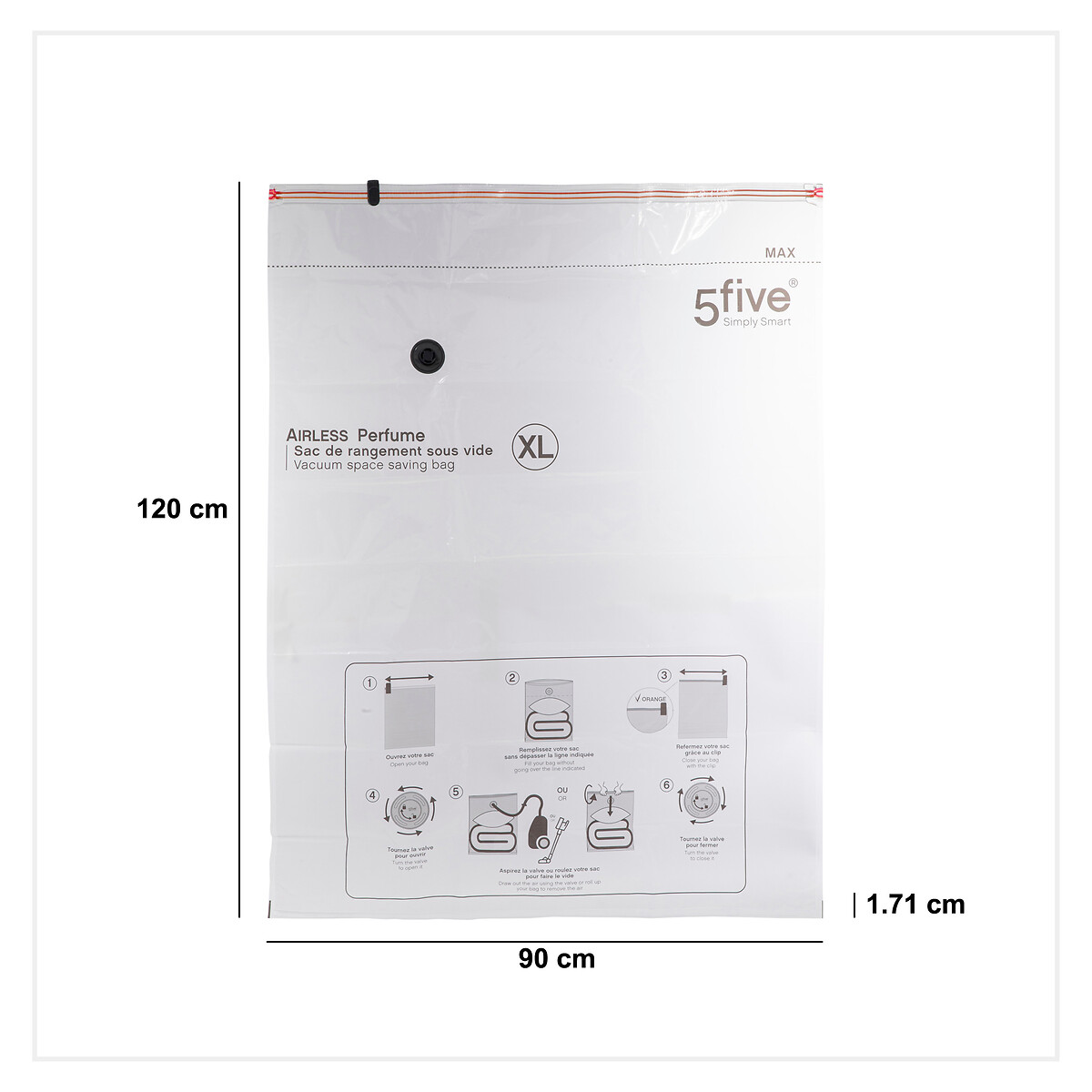 Saco para arruma&ccedil;&atilde;o v&aacute;cuo baunilha AIR FLAT 120x90cm