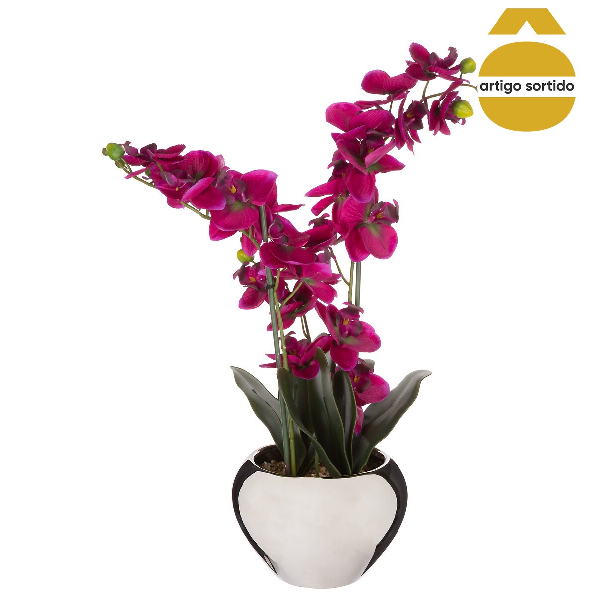 Vaso de cerâmica com orquídea 56cm