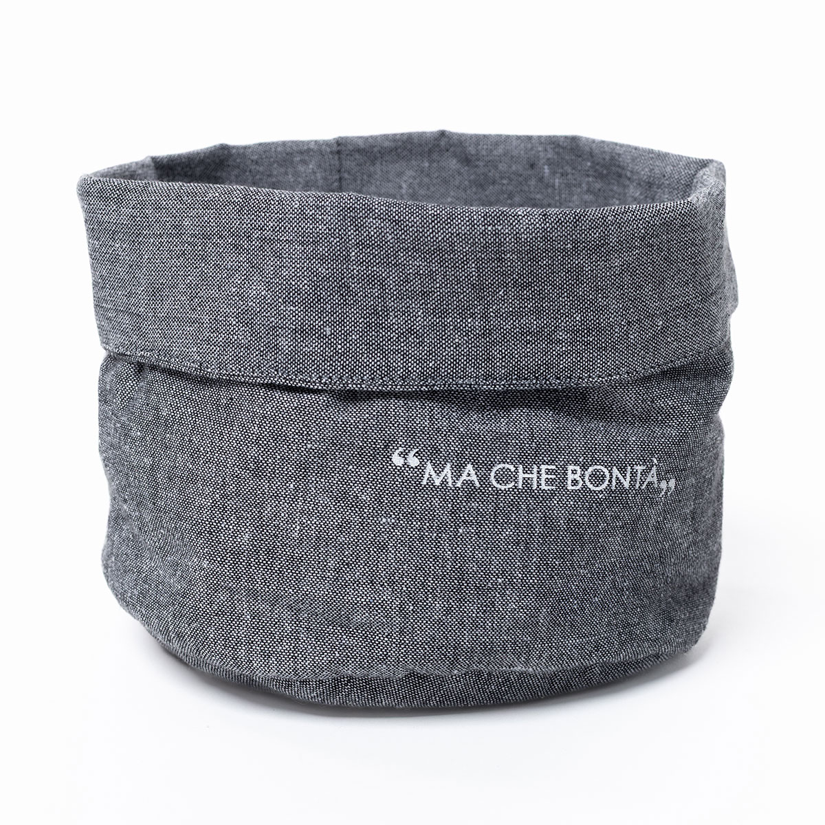 Cesto de p&atilde;o cinza escuro em algod&atilde;o 27cm