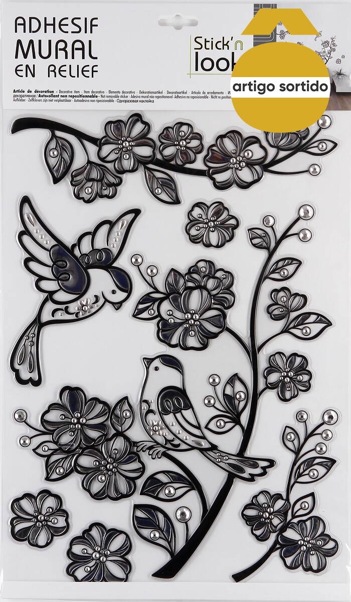 Sticker com relevo prateado 40x29cm