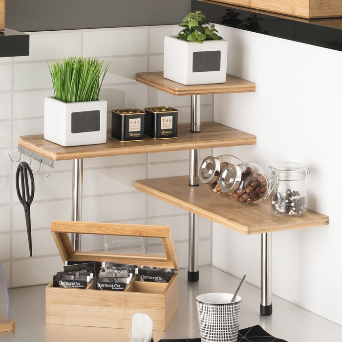 Estante de bancada de cozinha em bambu