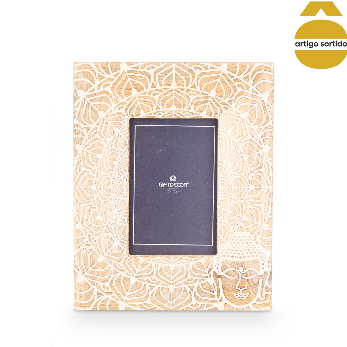 Moldura Buda Em Madeira Mango 10x15cm