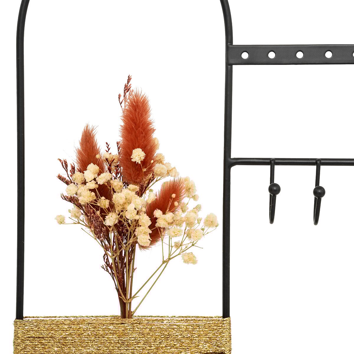 Porta bijuteria preto em metal e madeira